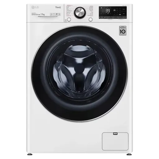 غسالة إل جي ذات التعبئة الأمامية WR9011BWG - سعة غسيل قصوى 11 كيلوغرام- محرك إنفيرتر دايركت درايف - تقنية العناية الذكية AI DD - تقنية البخار - اتصال ذكي بتقنية ThinQ - أبيض