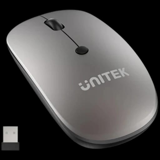 ماوسی یونیتێک SlimTrack T060A - هەستیاریی ئۆپتیکی تا 1600 خاڵ لە ئینچدا - پەیوەندیی بێ کێبل بە فریکوێنسی 2.4 گیگاهێرتز - کلیکی هێمن - دۆخی خەوتنی زیرەک - خۆڵەمێشی