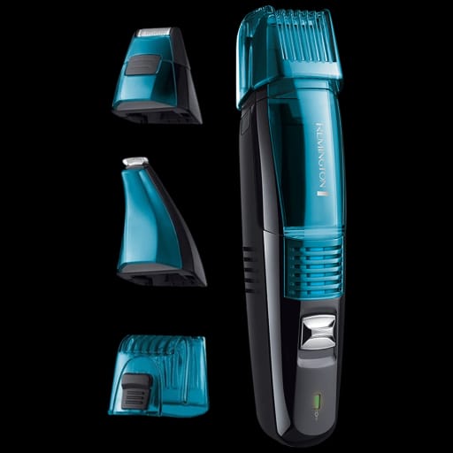سێتی تاشینی ڕیش بە هەلمژی ناوەکی ڕیمینگتۆن MB6550 - تەکنەلۆژیای هەڵمژی ناوەکی - دەمی داپۆشکراوی تیتانیۆم - 60 خولەک ماوەی کارکردنی بێ وایەر- تاشەری وردەکاری - تاشەری پان - ڕەش / شین